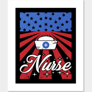 Nurse 4th of July American Flag Patriotic USA Stethoscopes Posters and Art